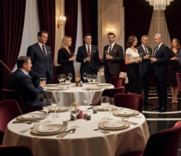 Vállalati vacsora elegáns kaszinó-teremben